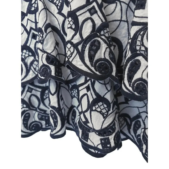 Jonathan Simkhai dark blue scalloped tiered ruffle mini dress size small - Picture 4 of 6